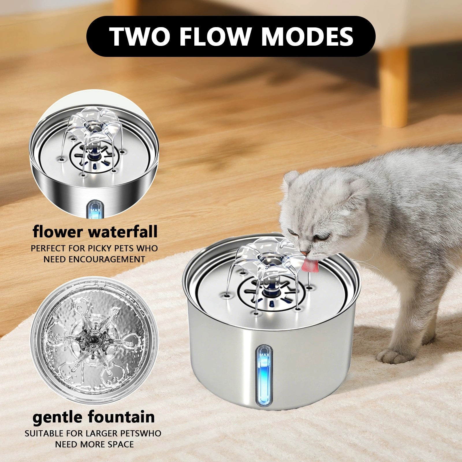 MUERIS 3L Stainless Steel Pet Fountain