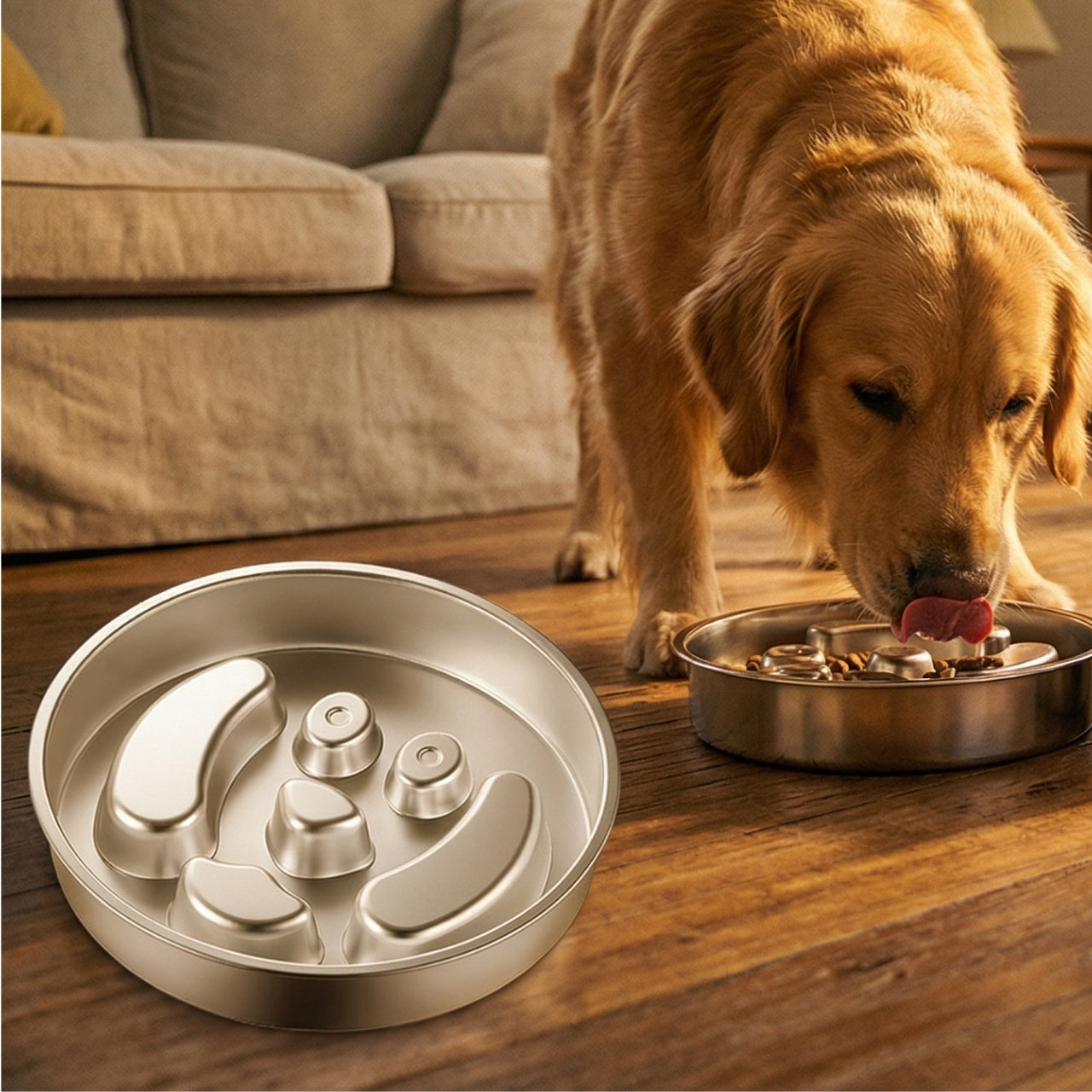 MUERIS 2-in-1 Stainless Steel Slow Feeder Bowl